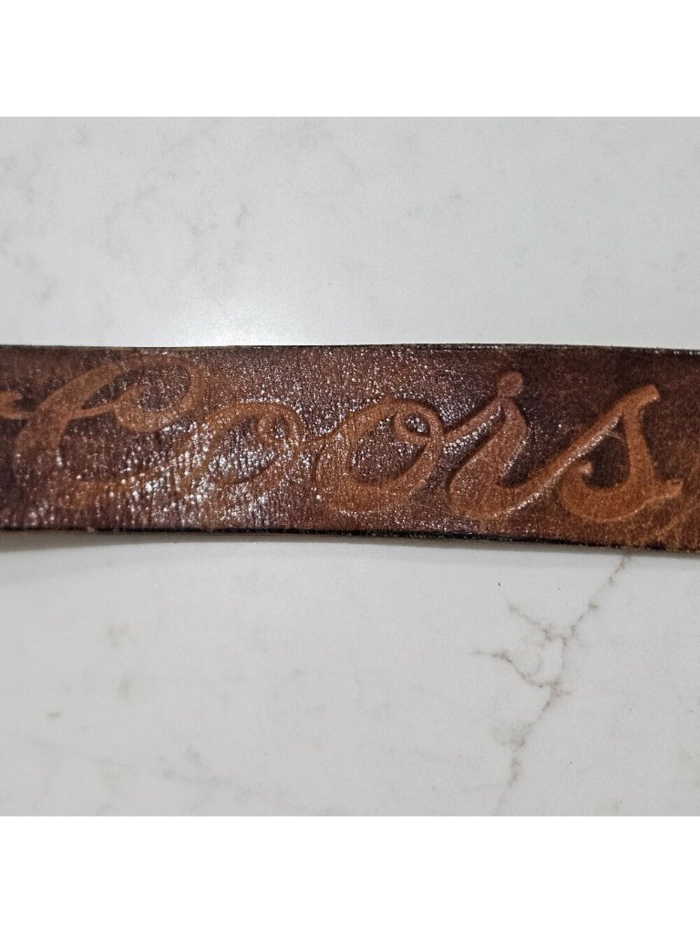 Vintage Leather Coors Belt By Anda 32" Brown With Beer Mug Design Engraved Paul